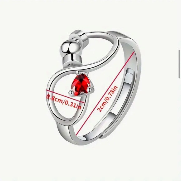Ring - Dainty Red Adjustable Infinity Fidget Ring Silvery - Picture 2 of 3